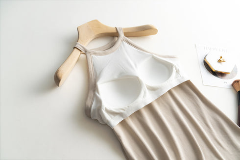 Slim Halter Neck Off-Shoulder Camisole Tops for Women - Stylish Solid Tank Tees with Chest Pad for Comfortable Summer Wear
